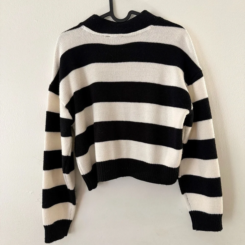 Anthropologie Heart Striped Cardigan Sweater - Picture 5 of 7